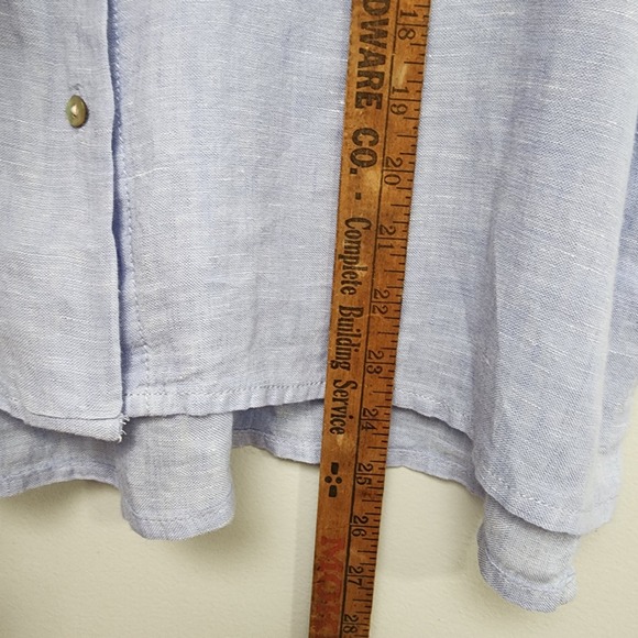 Rachel Zoe 100% Linen Shirt Womens XL Light Blue Short Sleeve Button Down Boxy - Picture 5 of 7